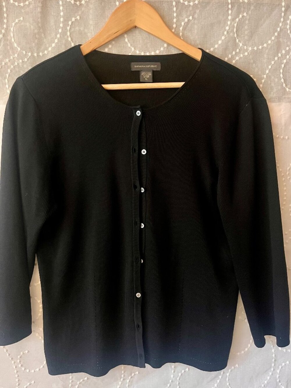 Banana Republic 100% Silk Button Up Cardigan Black XL